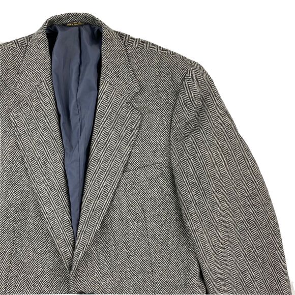 Vintage Kingsridge Blazer Mens 42S Gray Herringbone Corpcore Wool Sports Coat - Picture 3 of 13